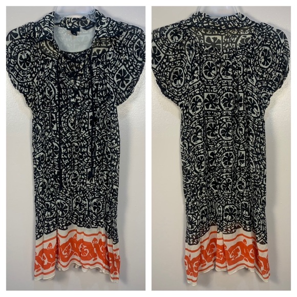 Anna Sui Dresses & Skirts - Anna Sui 100% Silk Geometric Silk Lace Front Sheer Dress